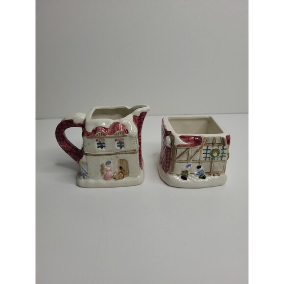 FF 1986 Fitz & Flyod a Dickens Christmas mini creamer & sugar set hand painted - Picture 1 of 7